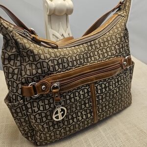 Giani Bernini Tan and Brown Monogram Shoulder Bag